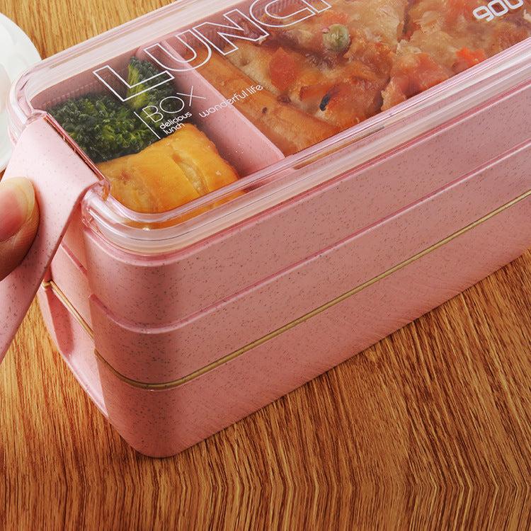 Three-layer Wheat Stalk Separated Bento Lunch Box