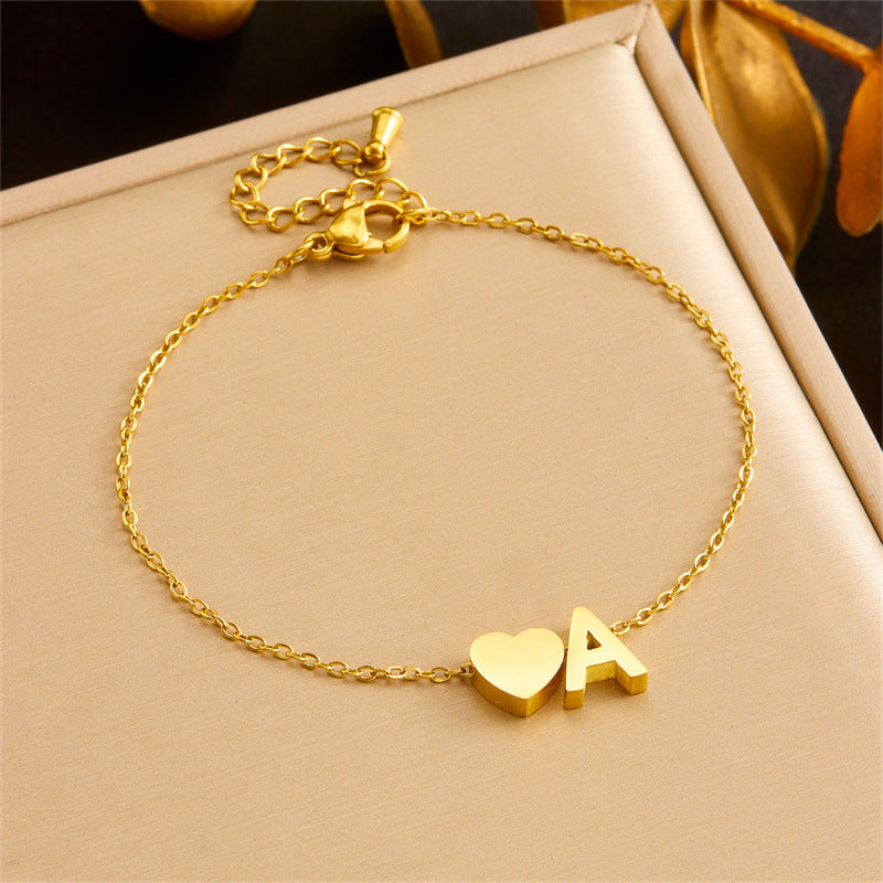 Smooth Three-dimensional Letter A Love Pendant Necklace Bracelet