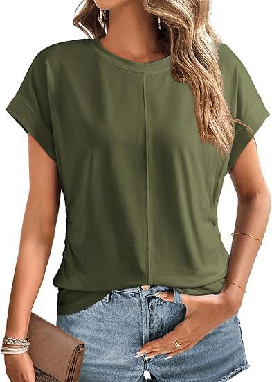 Women's Fashionable Side Raglan Short-sleeved Top