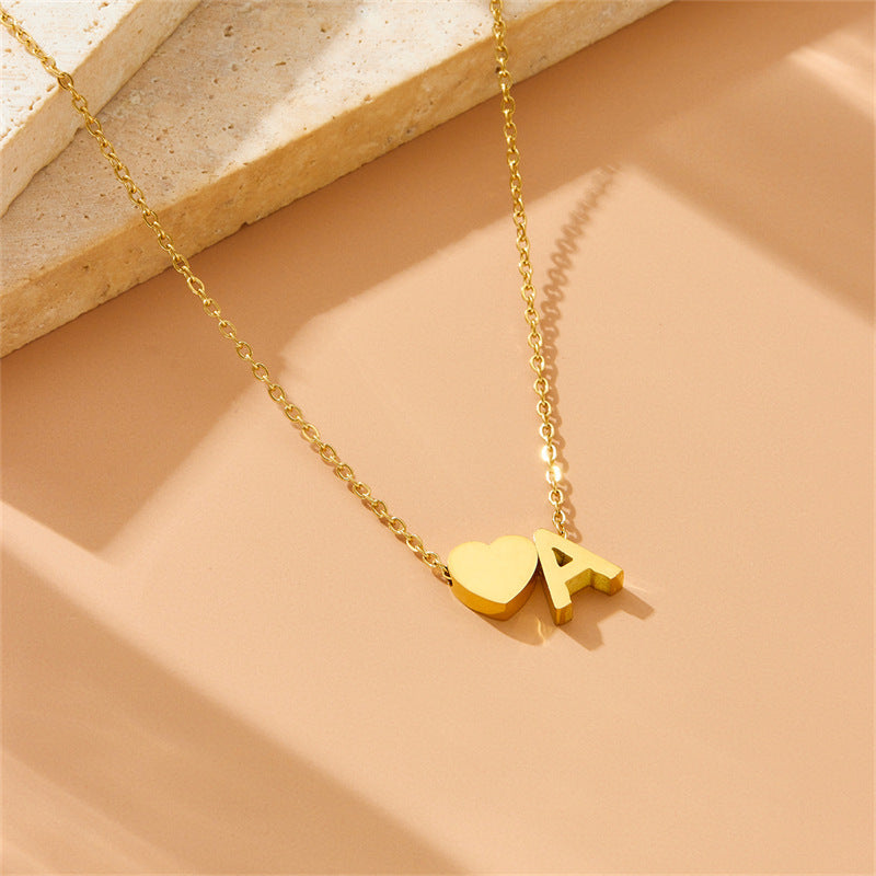 Smooth Three-dimensional Letter A Love Pendant Necklace Bracelet