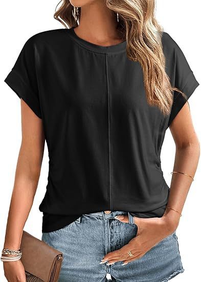 Women's Fashionable Side Raglan Short-sleeved Top