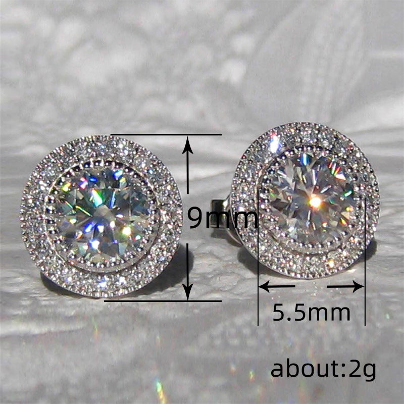 Inlaid Super Round Zircon Full-jeweled Stud Earrings Female