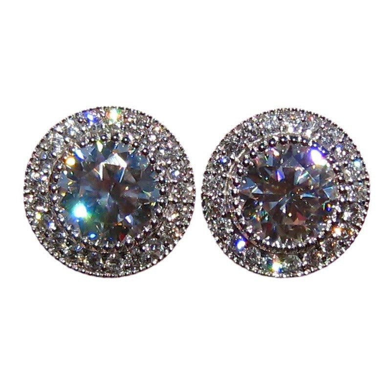 Inlaid Super Round Zircon Full-jeweled Stud Earrings Female