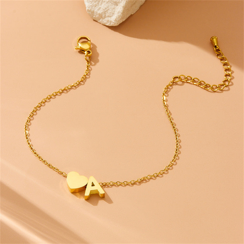 Smooth Three-dimensional Letter A Love Pendant Necklace Bracelet