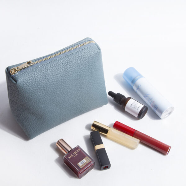 Portable Litchi Pattern Cowhide Lipstick Cosmetic Storage Bag - Image 9