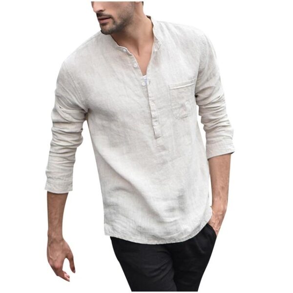 Plaid Collar Tops Turn Down Men Shirts Clothing - Image 3