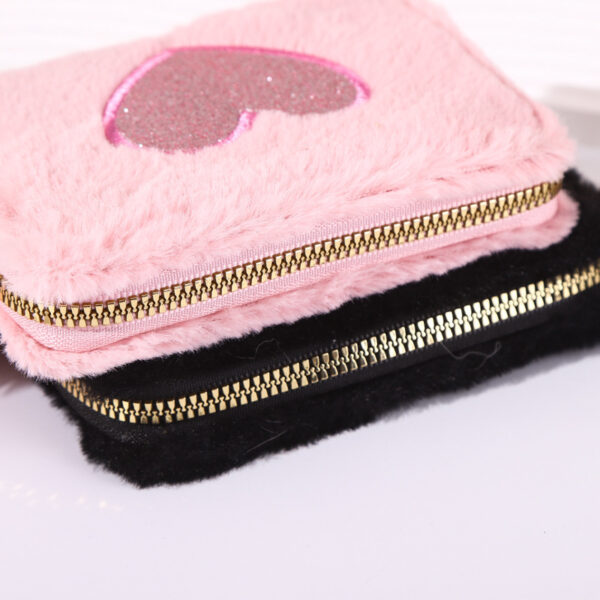 Plush Coin Purse Love Embroidered Zipper - Image 4