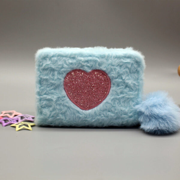 Plush Coin Purse Love Embroidered Zipper - Image 9