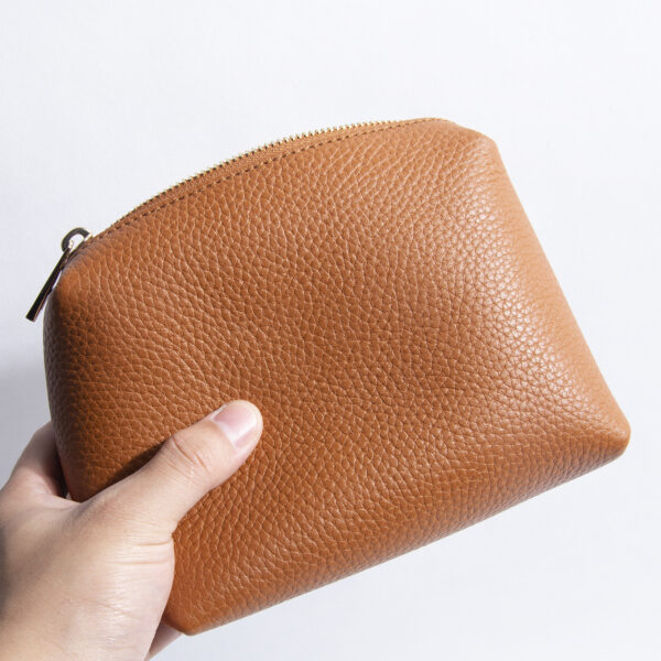 Portable Litchi Pattern Cowhide Lipstick Cosmetic Storage Bag - Image 4