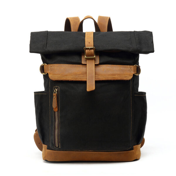 Backpack Crazy Horse Leather Leisure Travel Bag Men's Backpack Oil Wax Handheld Canvas Computer - Image 5