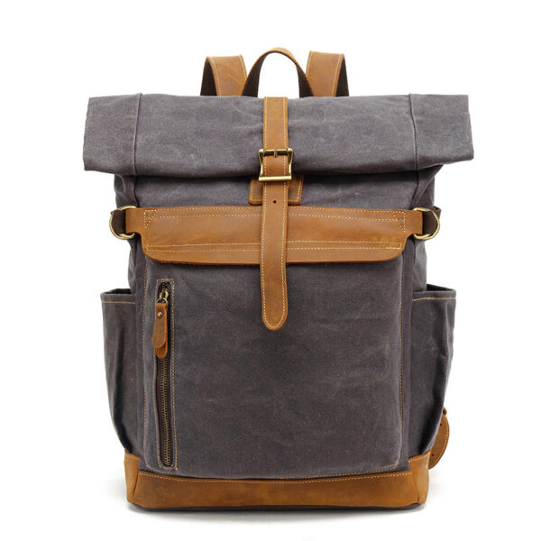 Backpack Crazy Horse Leather Leisure Travel Bag Men's Backpack Oil Wax Handheld Canvas Computer - Image 7