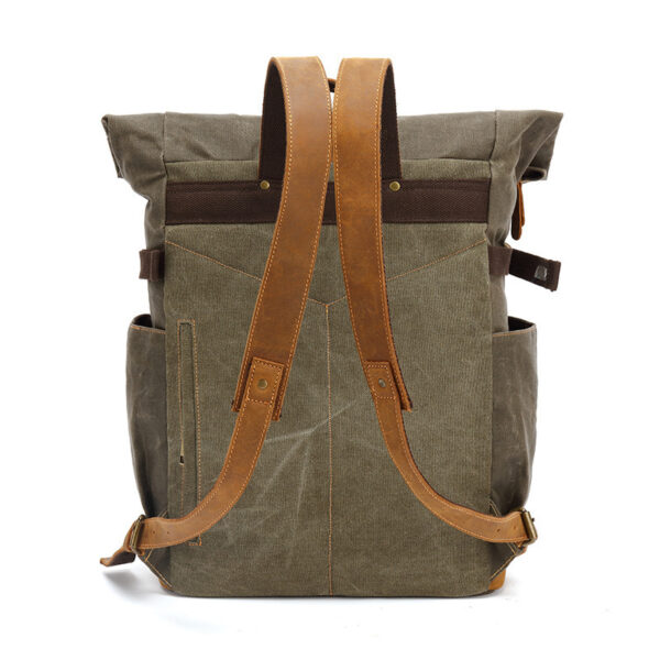 Backpack Crazy Horse Leather Leisure Travel Bag Men's Backpack Oil Wax Handheld Canvas Computer - Image 3