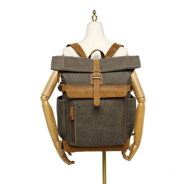 Backpack Crazy Horse Leather Leisure Travel Bag Men's Backpack Oil Wax Handheld Canvas Computer - Image 4