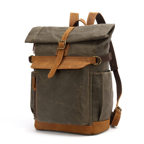 Backpack Crazy Horse Leather Leisure Travel Bag Men's Backpack Oil Wax Handheld Canvas Computer - Image 2