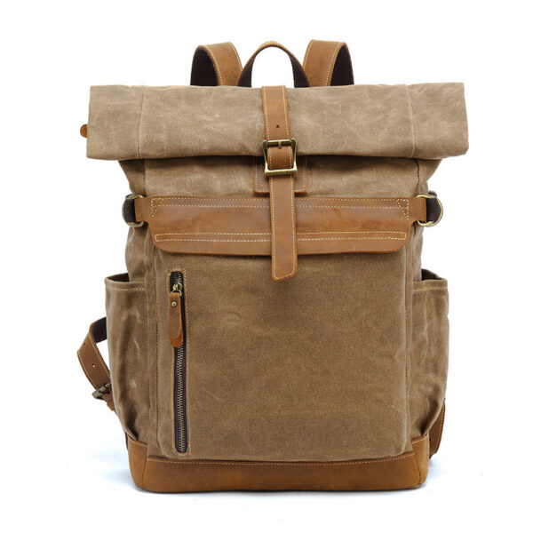 Backpack Crazy Horse Leather Leisure Travel Bag Men's Backpack Oil Wax Handheld Canvas Computer - Image 6