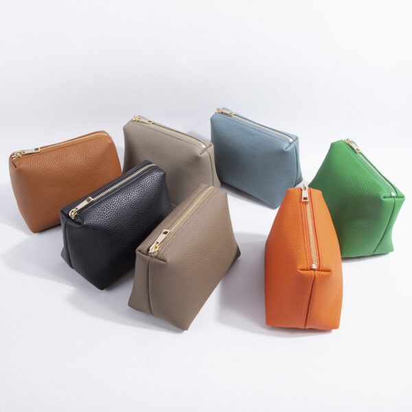 Portable Litchi Pattern Cowhide Lipstick Cosmetic Storage Bag - Image 2